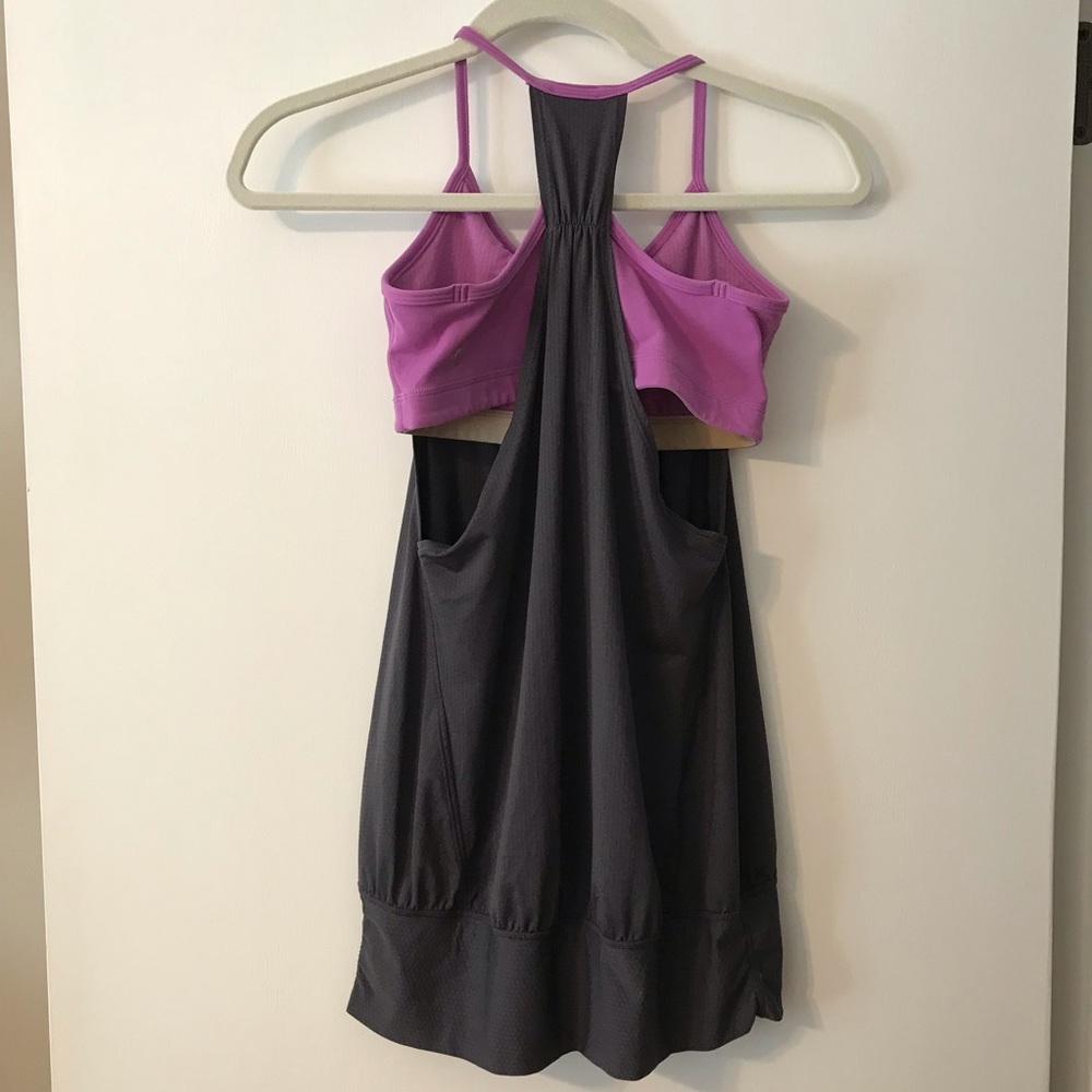 Lululemon No Limits Tank - Grey and Purple - Size 6 - Picture 2 of 5